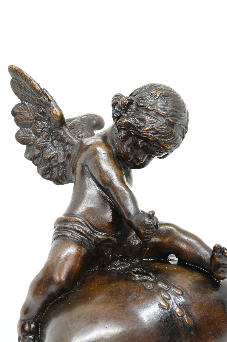 Antonio Pandiani - Putto su Cuore Trafitto - Italia Fine XIX Secolo-photo-4